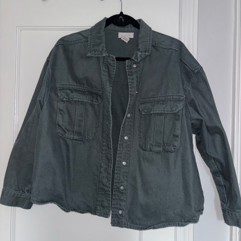 Green Button-Up Cargo Jacket